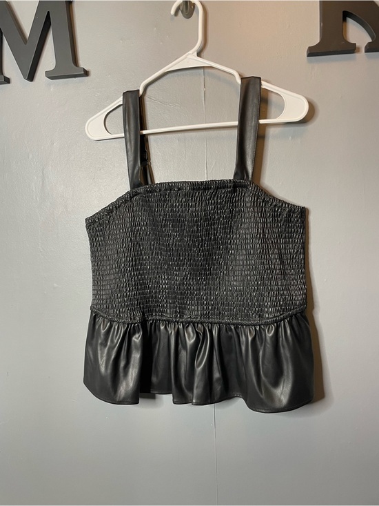 torrid Tops - torrid Black Faux Leather Smocked Peplum Camisole Tank Top size XL new